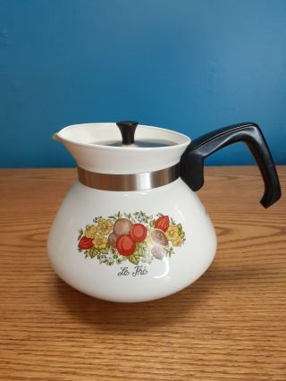 Vintage Corning Ware P - 104 Spice Of Life " Le The " 6 - Cup Coffee Tea Pot Read