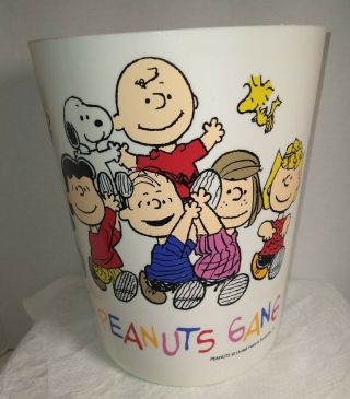 Vintage The Peanuts Gang Snoopy Charlie Brown Trash Can