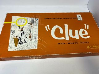 Vintage Parker Brothers Clue Board Game,  1956,