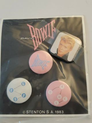 David Bowie 1983 Vintage Pins Buttons From Bowie Collector Estate Noc Stenton