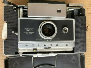 Vintage Polaroid 360 Land Camera,  Electronic Flash W/ Hard Case & Strap