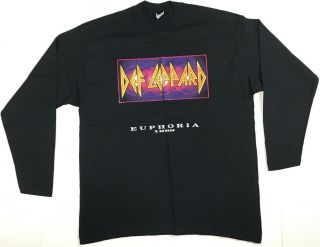 Def Leppard Euphoria 1999 Uk Tour L Long Sleeve Vintage D/sided T - Shirt