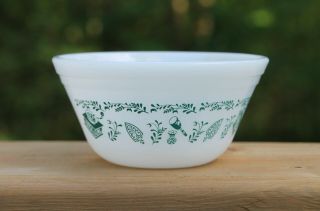 Vintage Federal Glass Small Milk Glass Bowl Green Teal Kitchen Pattern
