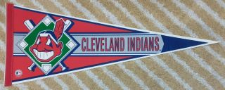 Vtg Cleveland Indians Full Size Mlb Baseball Pennant 90 