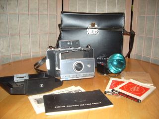 Vintage Polaroid Land Camera Automatic 100 With Flash Attachment