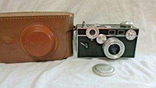 Vintage 1950s Argus C3 Camera W/ Case & Lens Cap
