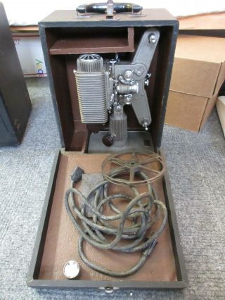 Vintage Revere Model 85 8mm Movie Film Projector W/ Case Cords And Reel