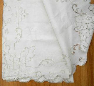 Vintage Off - White Filet/mosaic Lace Tablecloth 84 " X 66 " As Found