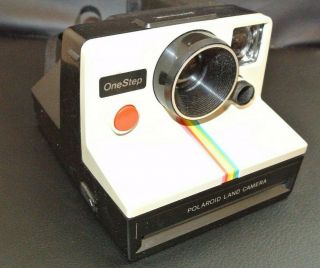 Vtg 1979 Polaroid Sx - 70 Onestep White Rainbow Stripe Land Camera