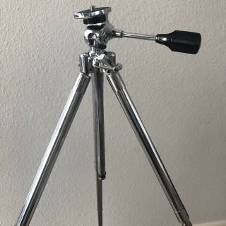 Vintage Adjustable Tripod Chrome For A Can Camera With Case