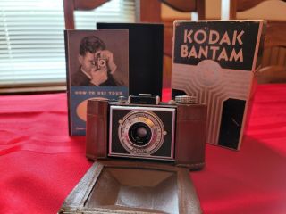 1938 Kodak Bantam 828 Film Folding Frame Finder Camera Special F/4.  5 47mm Case