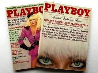 Set Of 2 Vintage Playboy Magazines Featuring Suzanne Somers 1980,  1984 Mccartney