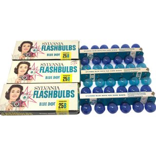 Vintage Sylvania Press 25b Blue Dot Flashbulbs 3 Packs 36 Total Flash Bulbs