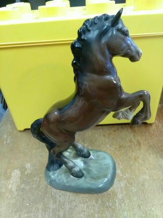 Vintage Beswick Prancing Brown Horse Figurine 10 ".  Bb467