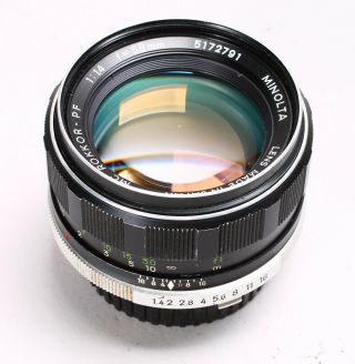 Minolta Mc Rokkor - Pf 58mm F/1.  4 Fast Prime Lens No.  5172791 Md Mount