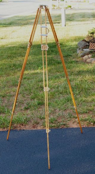 Light - Weight 4 - Section Wood And Brass Tripod