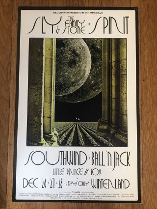 Bill Graham Pn 208 Sly & The Family Stone Winterland Dec 26 - 28,  1969 Poster
