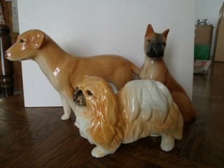 Spare Room Find Three Vintage Sylvac Dogs " Boxer - Labrador - Pekingese "