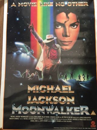 Michael Jackson 1988 Large Moonwalker Promotional Poster Gc 33”x23.  5” (dp)