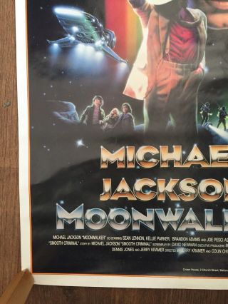 Michael Jackson 1988 Large Moonwalker Promotional Poster GC 33”x23.  5” (Dp) 2