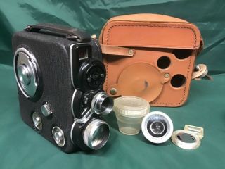 Vintage Eumig C3 8mm Film Cine Camera.  Leather Case And 0.  5 Lens Attachment