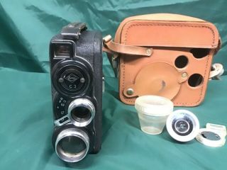 Vintage Eumig C3 8mm Film Cine Camera.  Leather Case and 0.  5 Lens Attachment 3
