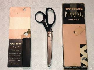 Vintage Wiss Pinking Shears Cb - 7 Black Handles - Sharp Fabric Zigzag Scissors