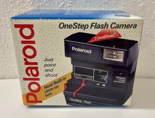 Polaroid Onestep Flash Red Stripe Instant Camera W/ Strap Vintage 600