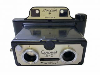 Vintage Coronet 3 - D 3d Stereo 127 Film Camera W/ Binocular Viewfinder