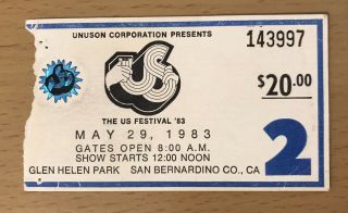 1983 Us Festival Metal Day Concert Ticket Stub Van Halen Motley Crue Scorpions 4