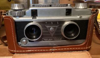 Bell & Howell Tdc Vivid Stereo 3d Camera W/ Leather Case 35mm 3.  5 Tridar Lenses
