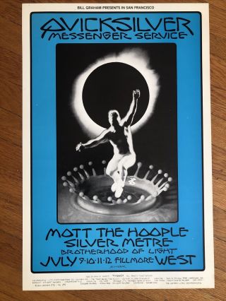 David Singer Bg 242 1970 Quicksilver Mott The Hoople Fillmore Sf Orig Poster