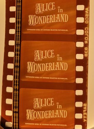 “alice In Wonderland” Animated 35mm Projector Safety Film 5 Reels No Vs $9.  99