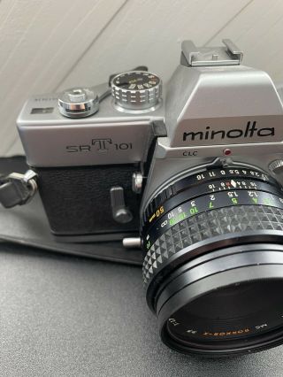 Vintage Minolta SRT 101 SLR 35mm Camera with f= 50MM 1:1.  7 MC PF Rokkor Lens 2
