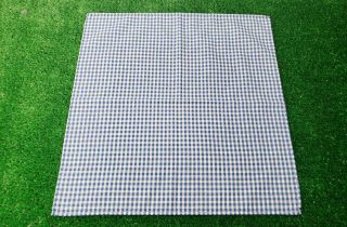 Vintage Hancrafted Cloth Blue And White Gingham Napkins Set Of 9