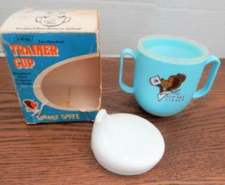 Vintage Blue Tommee Tippee Training Sippy Cup With Weighted Base