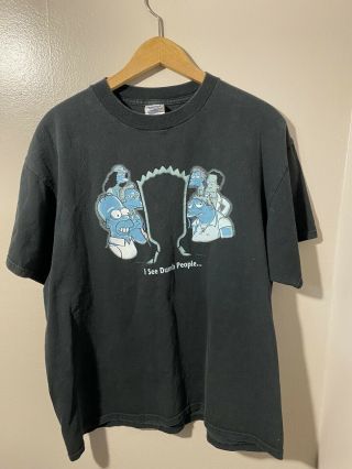 Vintage 00s The Simpsons I See Dumb People Sixth Sense T Shirt Size L 2001 Rare