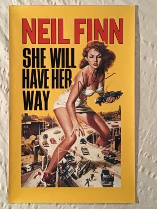 Neil Finn 2005 Autographed 2005 Promo Poster Cloth Attack Of The 50 Foot Woman