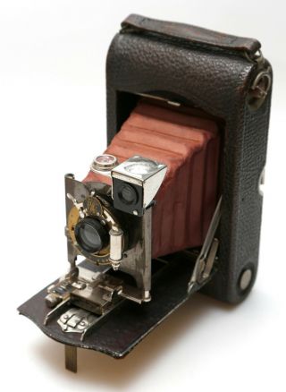 Kodak No 3 Folding Pocket Kodak Folding Camera.  118 Film Size.  Red Bellows C1900