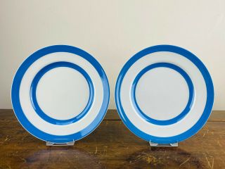 T G Green Cornish Ware Gresley Pottery Plates Blue & White Stripe Vintage 1930s