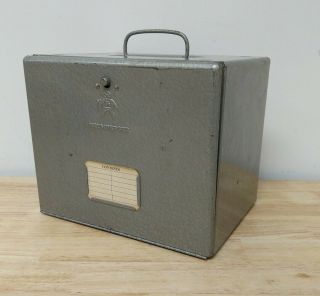 Vintage Film Storage Case Brumberger Metal Box Holds 9 Reels (includes 6 Reels)
