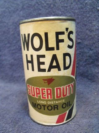 Vintage WOLF ' S HEAD DUTY MOTOR OIL Coin Bank 2