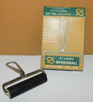 Vintage Speedball 4 " Long Brayer 49 Printmaking Finger Printing 4121 Usa Box