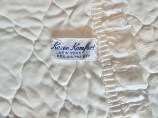 Vintage 60’s Kozee Komfort Baby Crib Quilt Blanket Silky Ivory Nylon Ruffle Trim