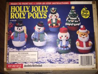 Vtg Wee Crafts Christmas Roly Polys Gypsum Nutcracker Snowman Lights 21217 Kit