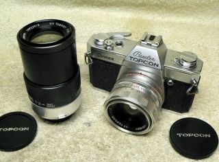 Vintage Tokyo Kogaku Beseler Topcon Unirex 35mm Slr Film Camera W/ 50mm & 135mm