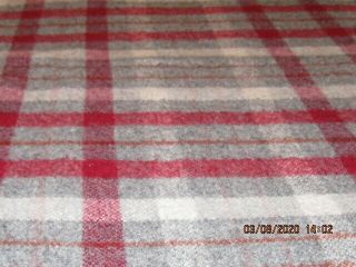 Vintage Faribo ? Burgundy Plaid Wool Blend Blanket 90x65