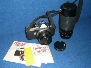 Pentax Me 35mm Camera Kit W/ Albinar Adg 80 - 200mm Macro Zoom & Asahi 50mm