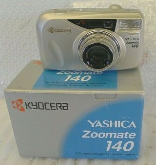 Kyocera Yashica Zoomate 140 35mm Camera With Quartz Date,  Box