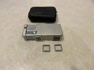 Minolta 16 Film Miniature Spy Camera W/ Leather Case Shutter,  2 Filters